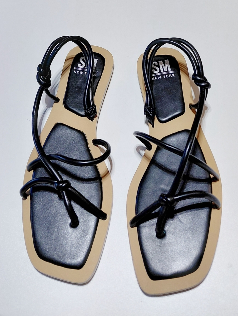SM NEW YORK Women's Molly Black Strappy Flat Sandals Size 9M